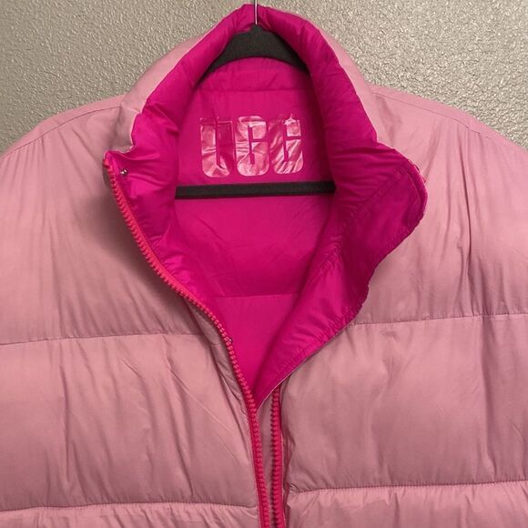 NWT-UGG-Light pink/hot pink-reversible Sydnee puffer vest- oversized-Size large - Picture 10 of 15